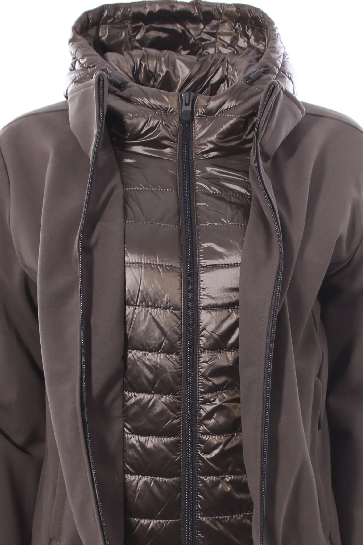 Felpa zip con pettorina e cappuccio