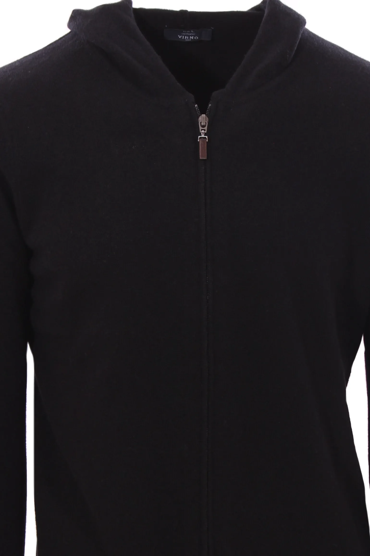 Full zip cappuccio in lana e cashmere
