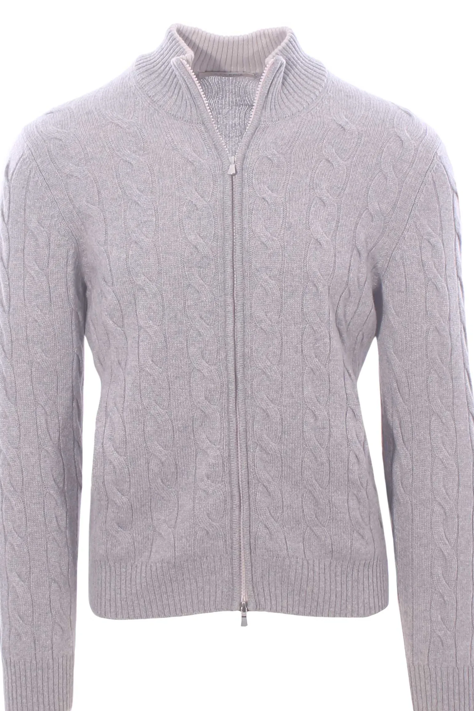 full zip treccia in cashmere