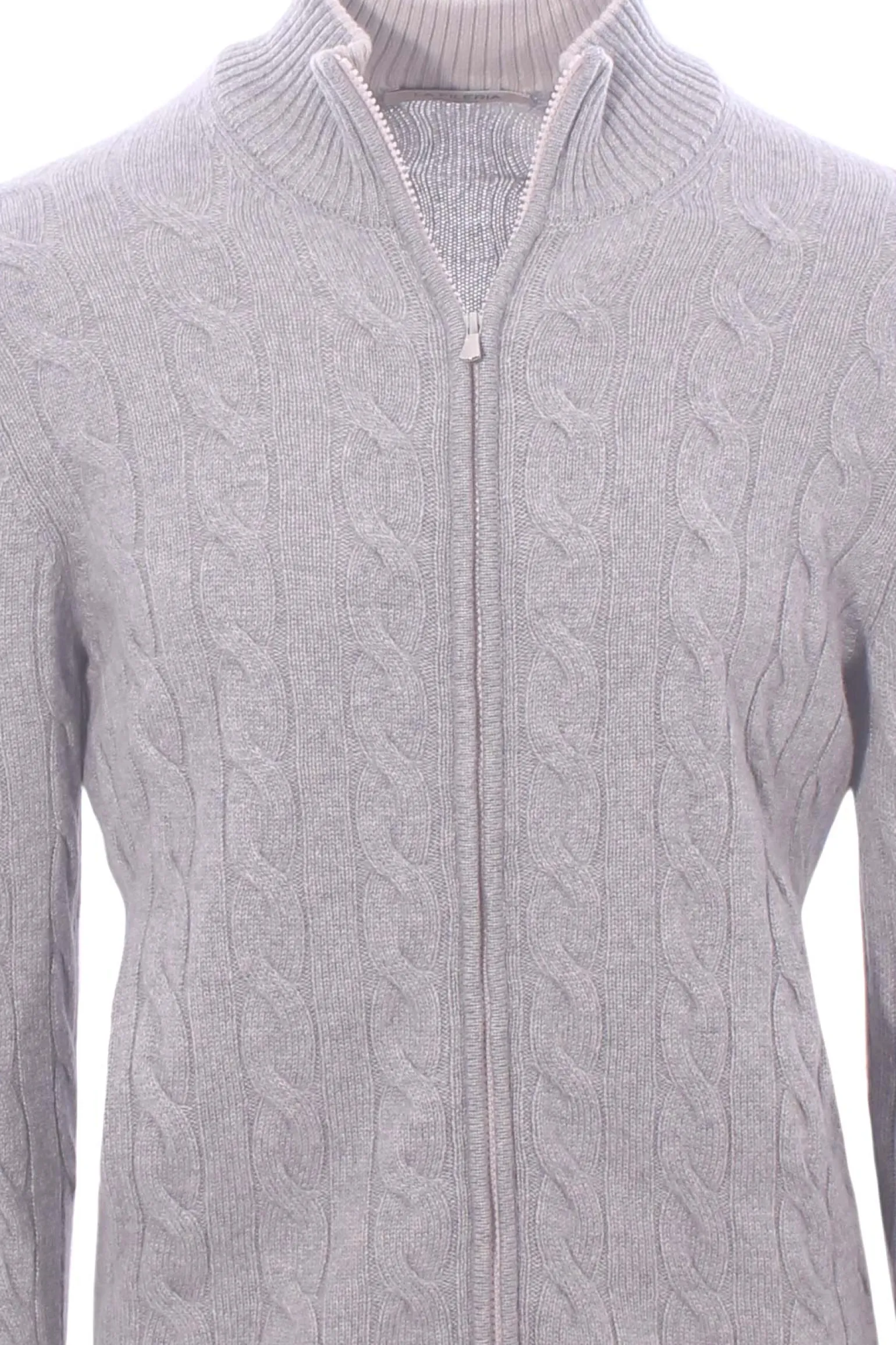 full zip treccia in cashmere