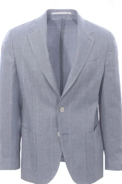 giacca riga larga in lino, lana e seta e. zegna