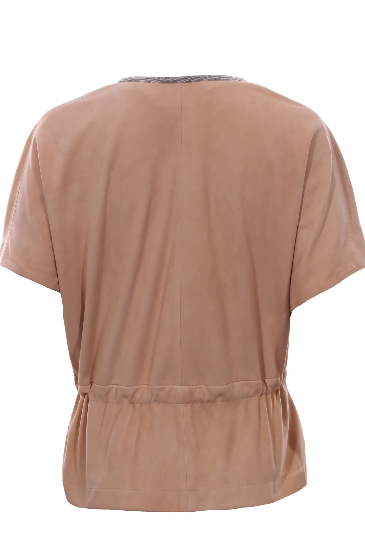 Giacca smanicata in suede con cintura