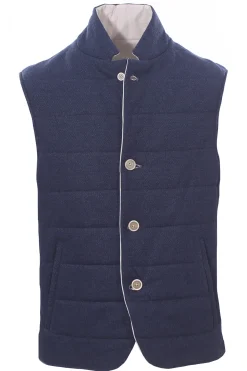 gilet reversibile in lino e cotone
