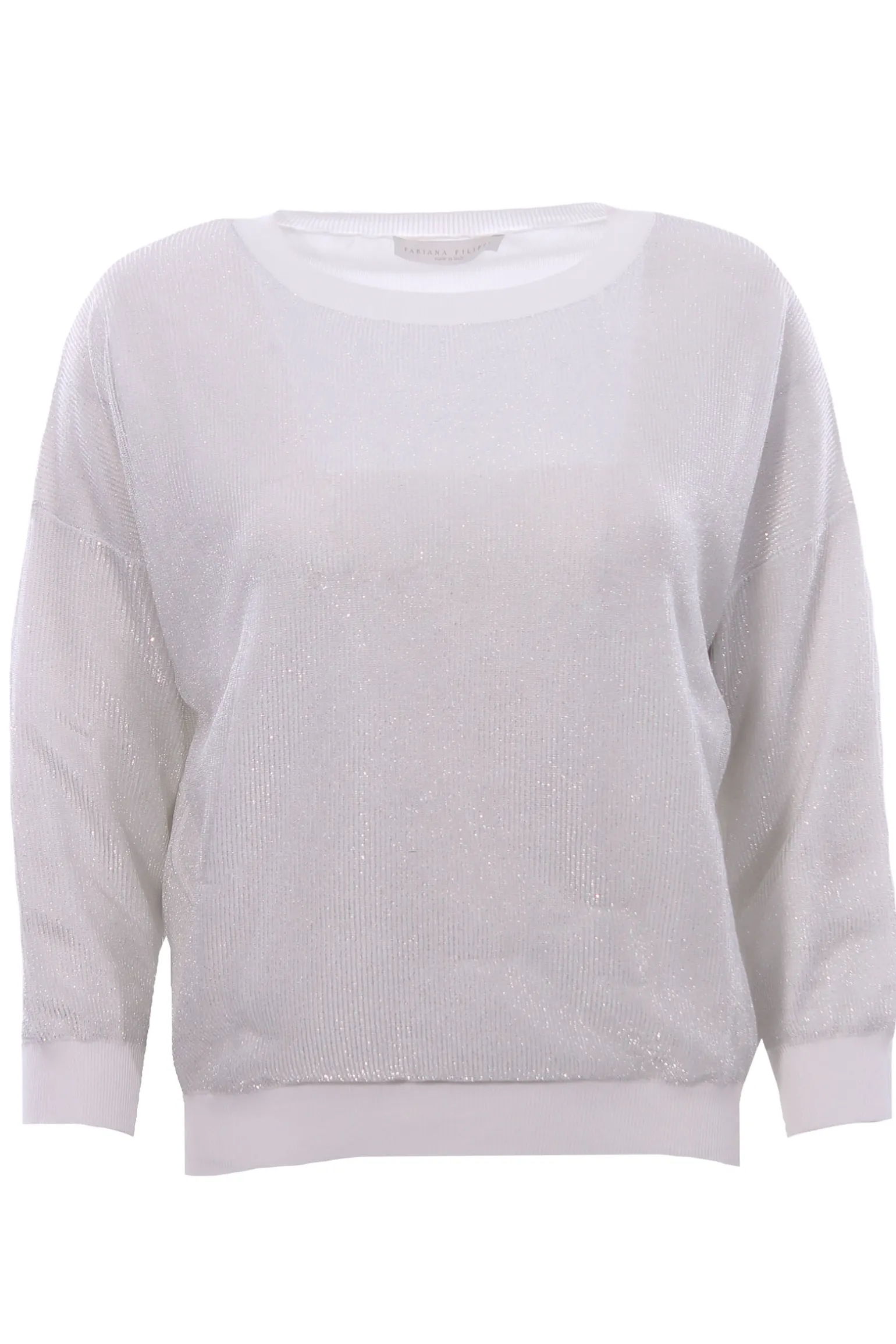 Girocollo in cotone effetto lurex