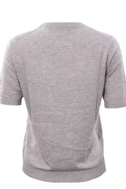 Girocollo manica corta in seta e cashmere