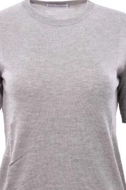 Girocollo manica corta in seta e cashmere