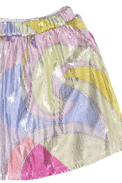 Gonna con pailettes multicolor