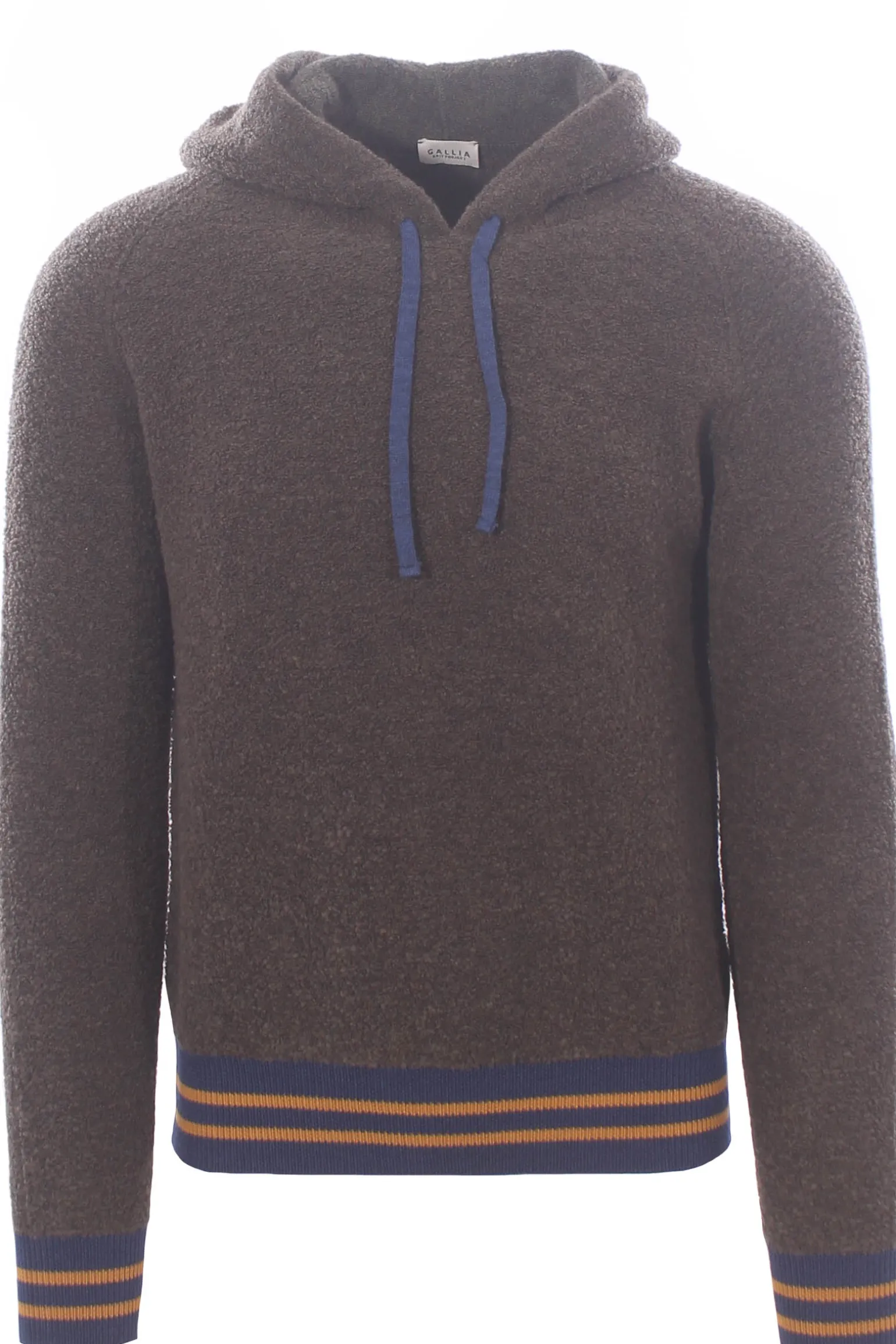 maglia in lana bouclé con contrasti