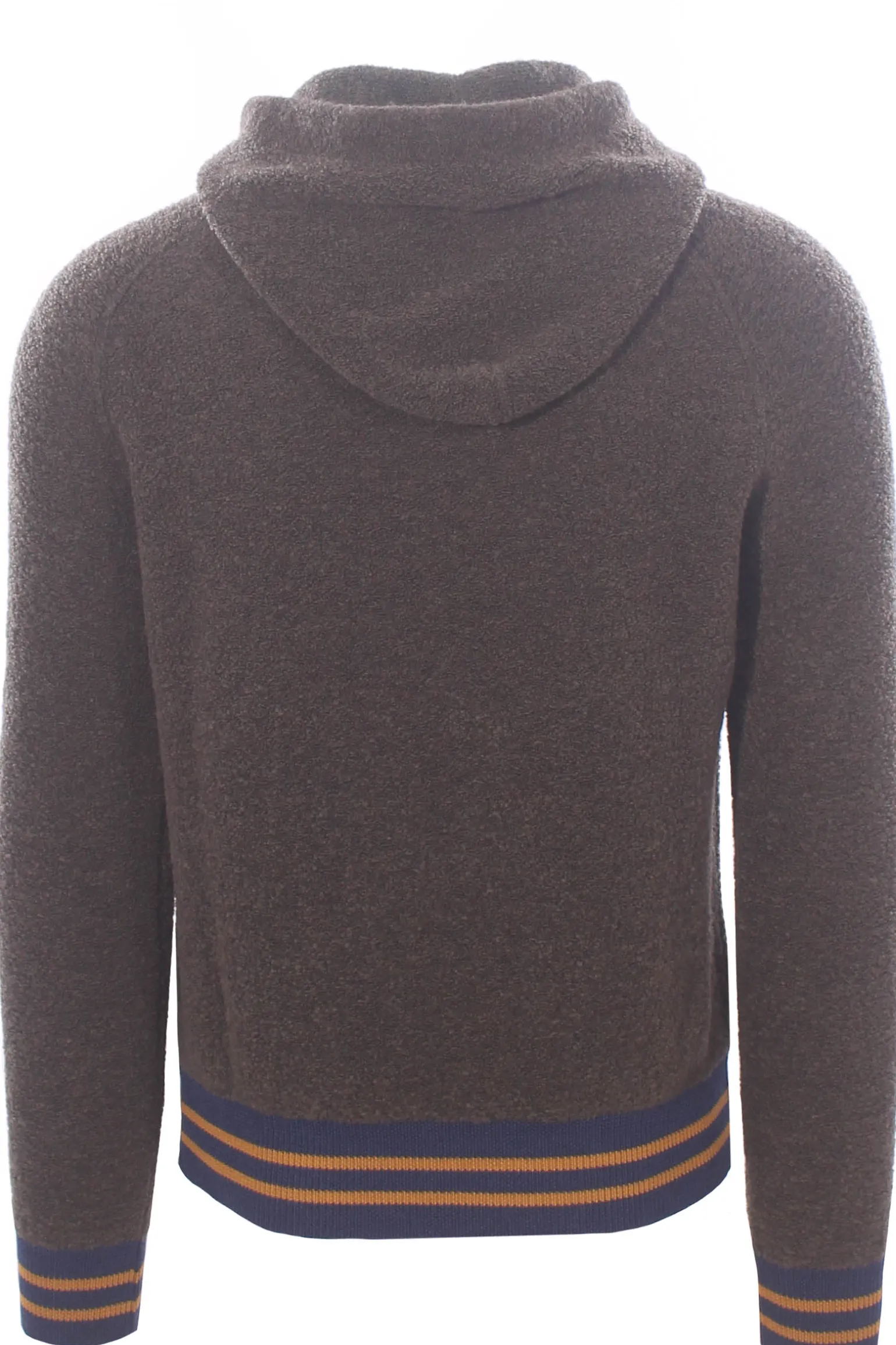 maglia in lana bouclé con contrasti