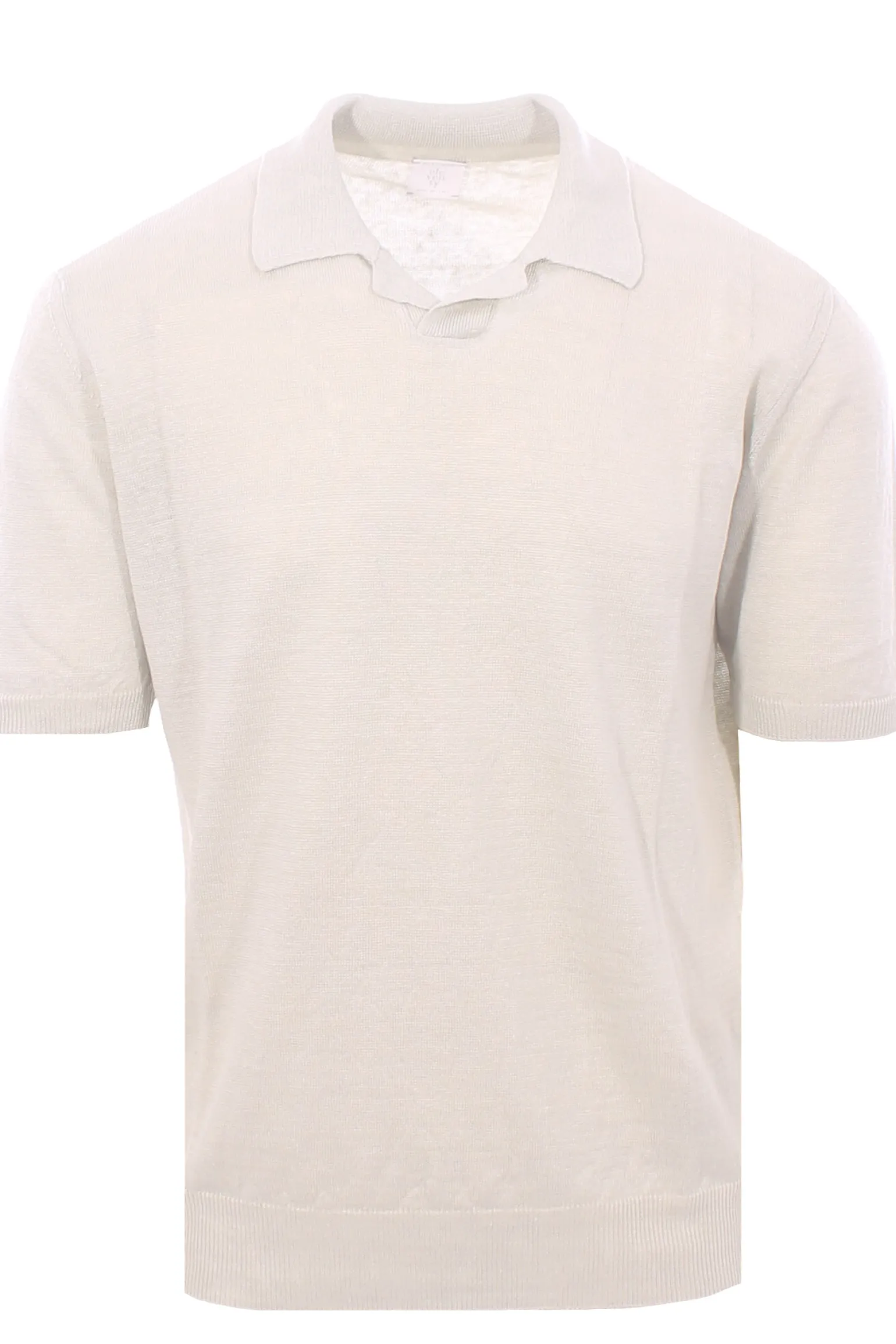 maglia polo collo bowling in lino