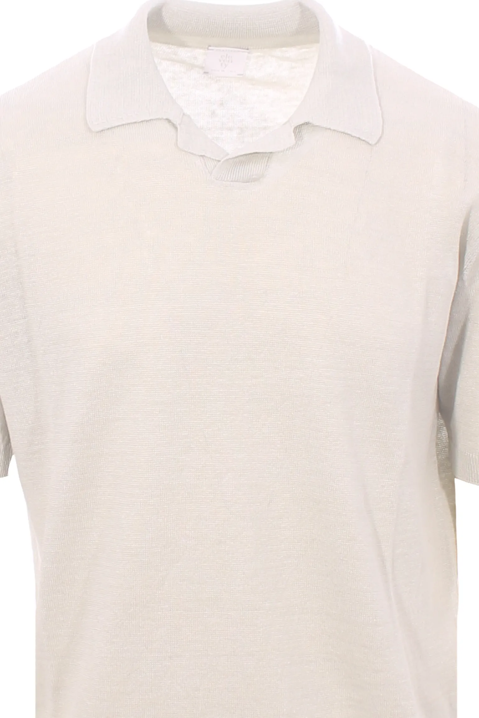 maglia polo collo bowling in lino