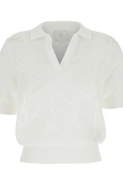 Maglia polo in cotone traforato
