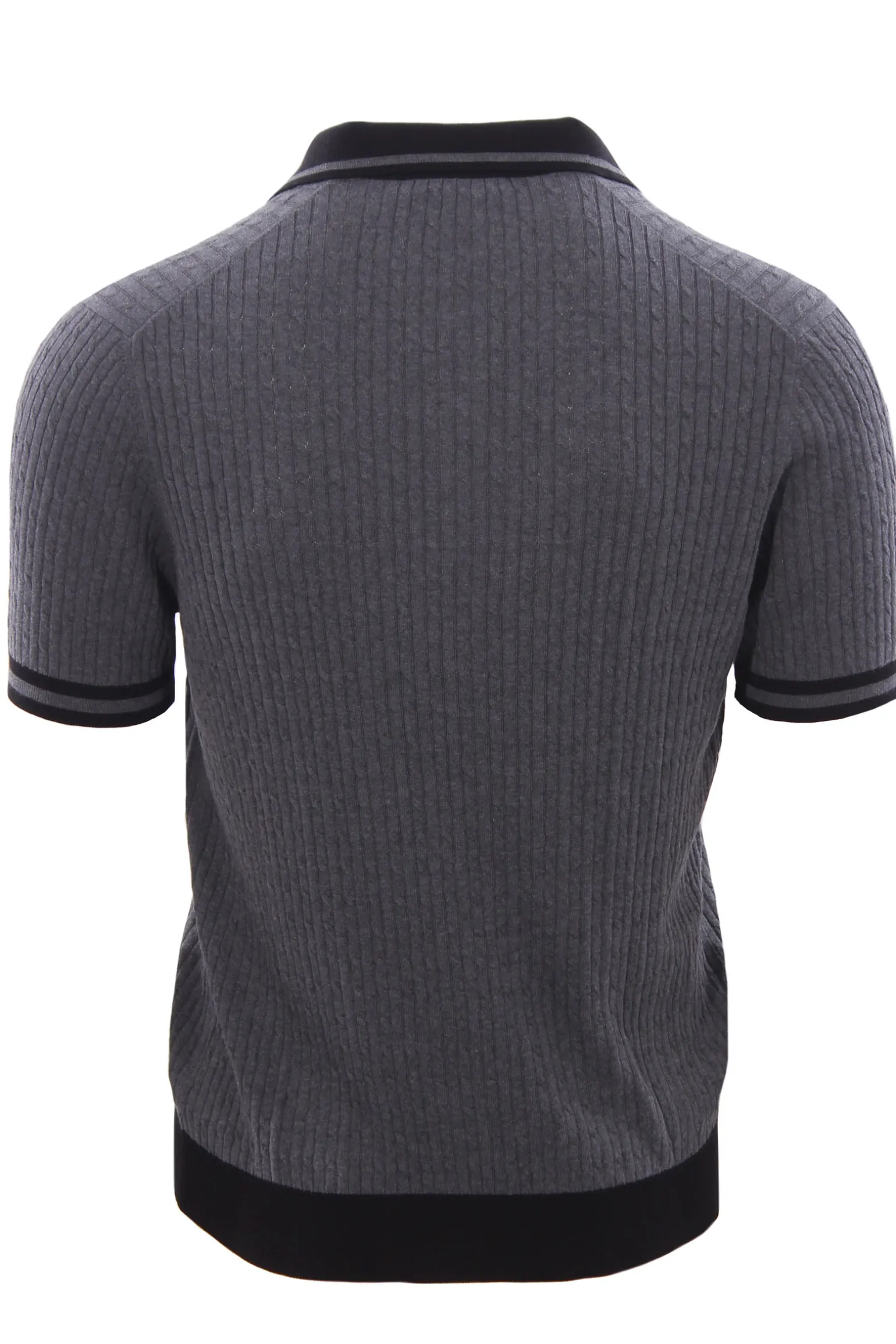 Maglia polo treccina in cotone con contrasti