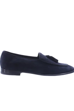 Mocassino in suede con nappine in tessuto