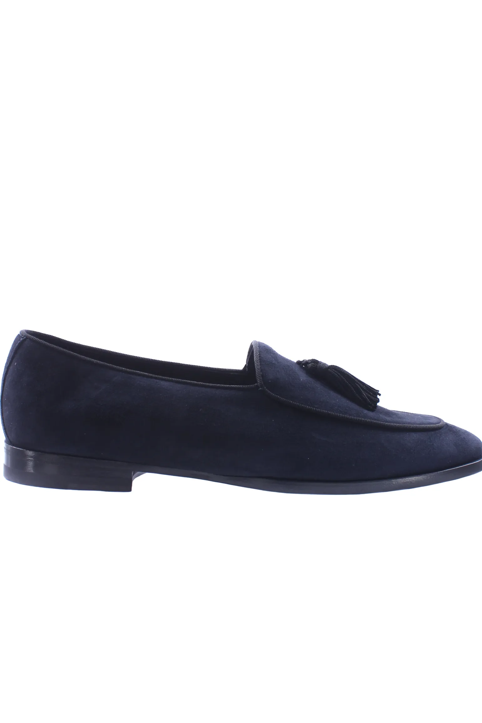 Mocassino in suede con nappine in tessuto