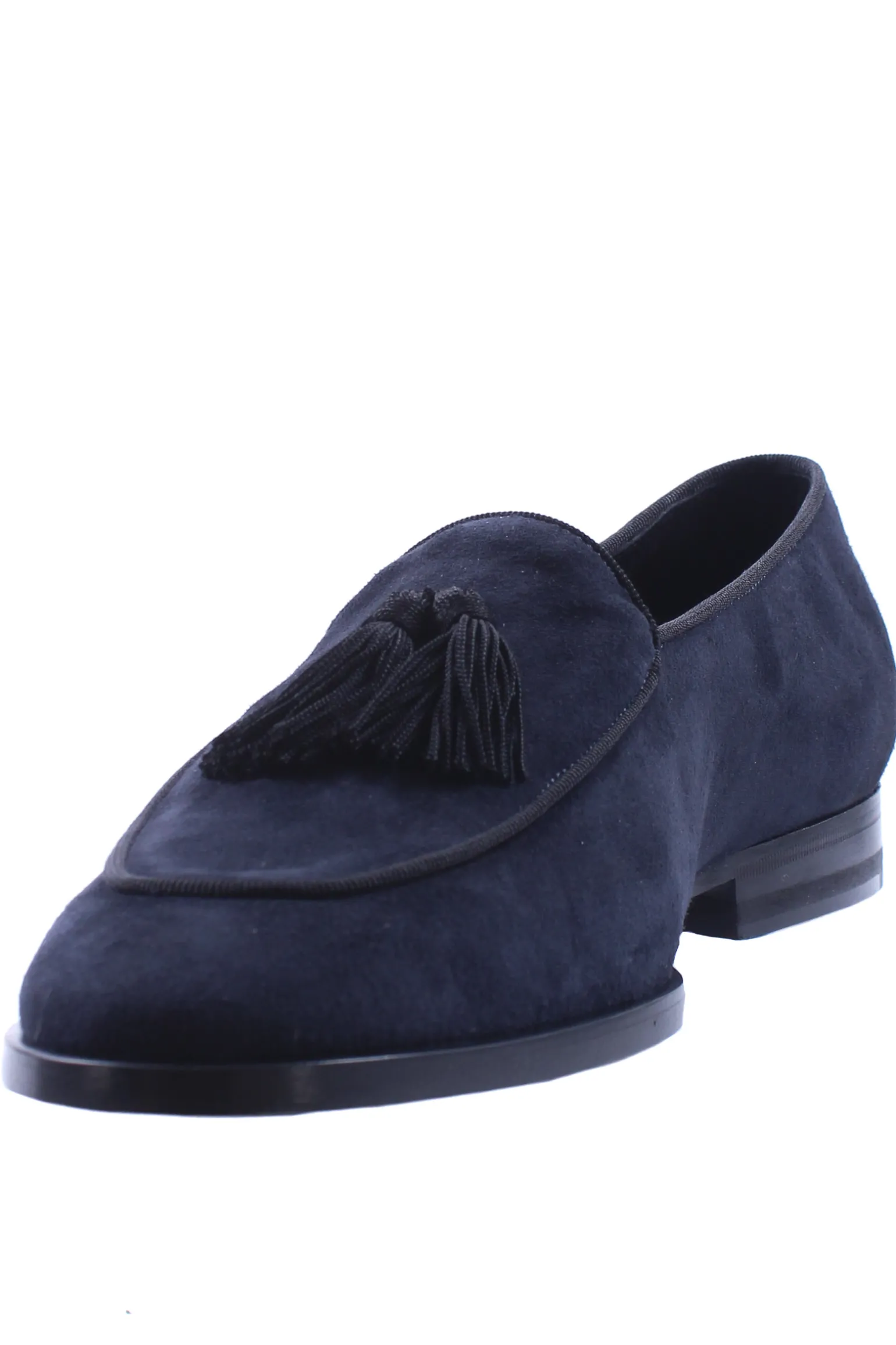 Mocassino in suede con nappine in tessuto