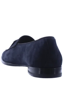 Mocassino in suede con nappine in tessuto