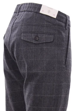 Pantalone jogger finestrato in lana e cashmere stretch