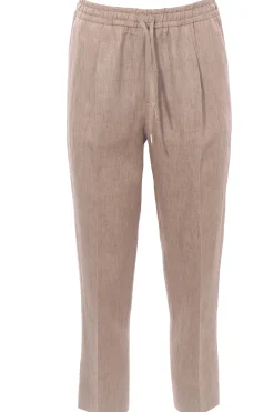 Pantalone jogging in lino fiammato