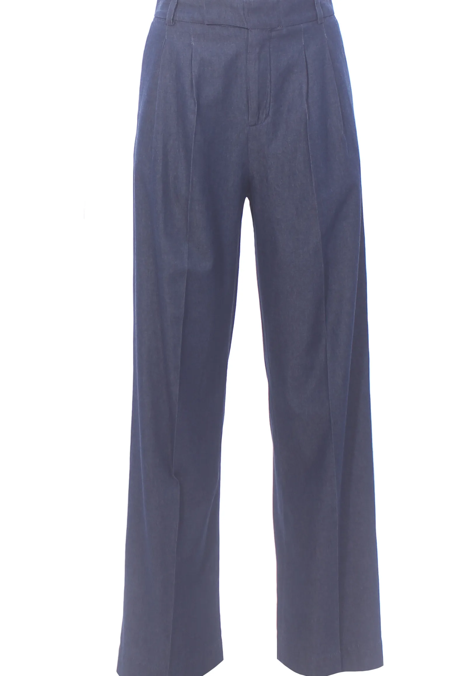 Pantaloni in denim di cotone con pinces