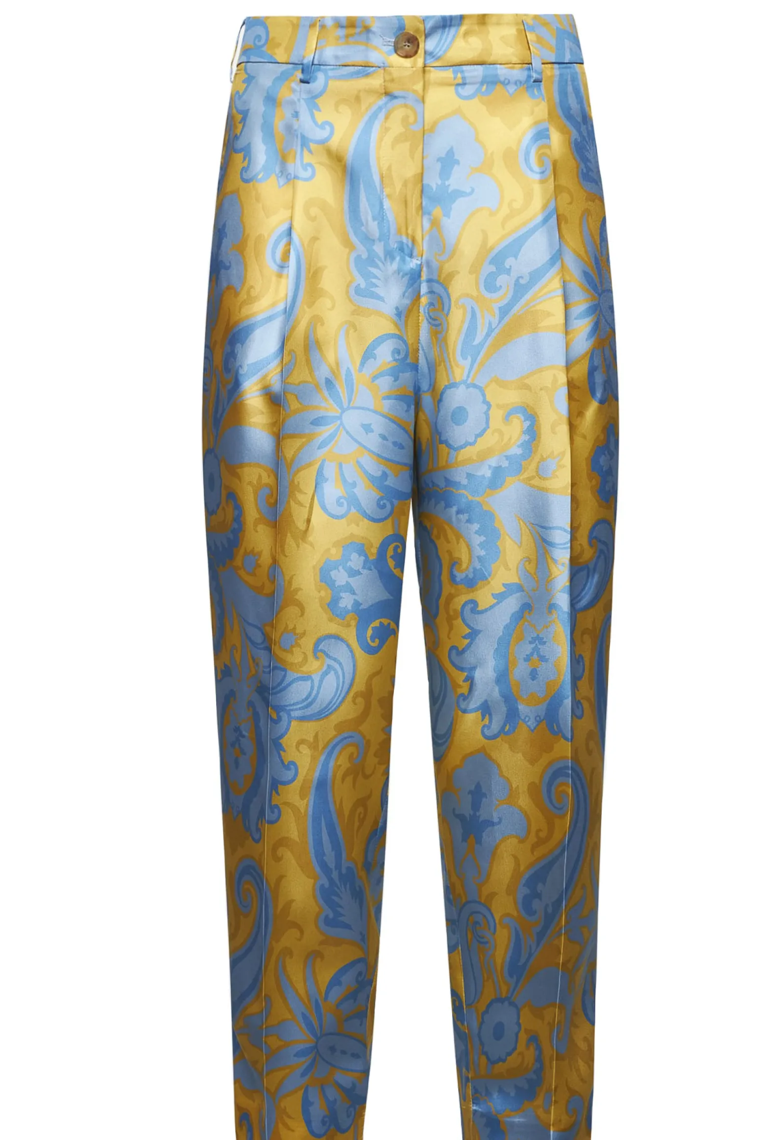 Pantaloni in seta stampata con pinces
