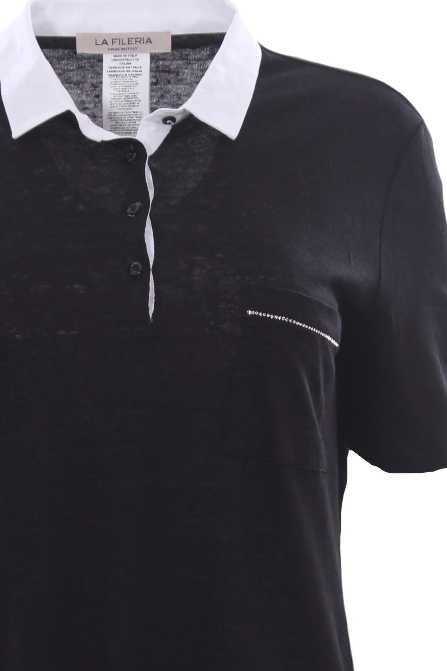 Polo in lino con taschino