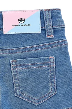 Shorts con logo in denim stretch