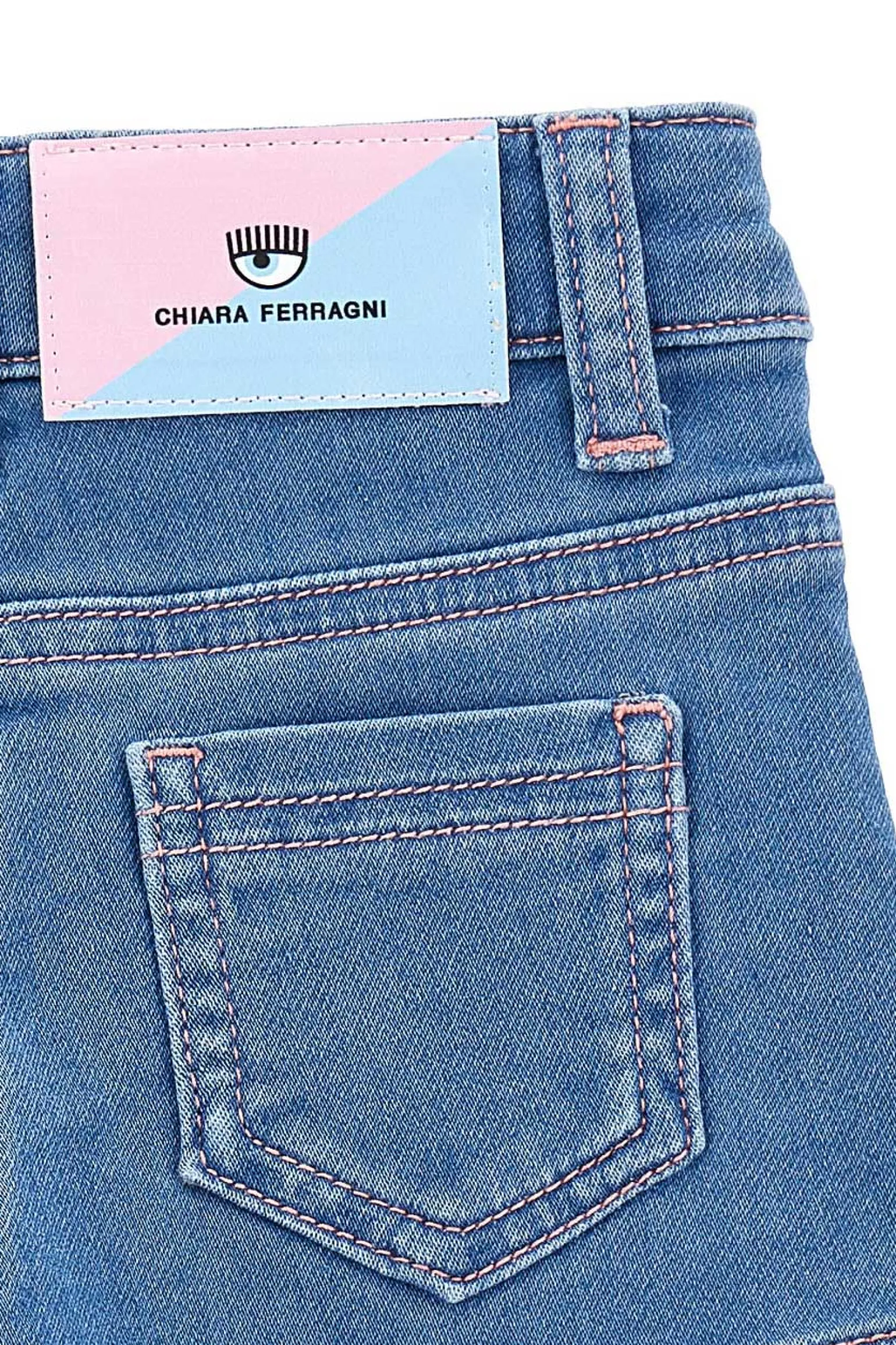 Shorts con logo in denim stretch