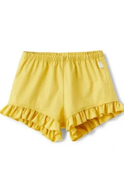 Shorts con rouches in cotone stretch