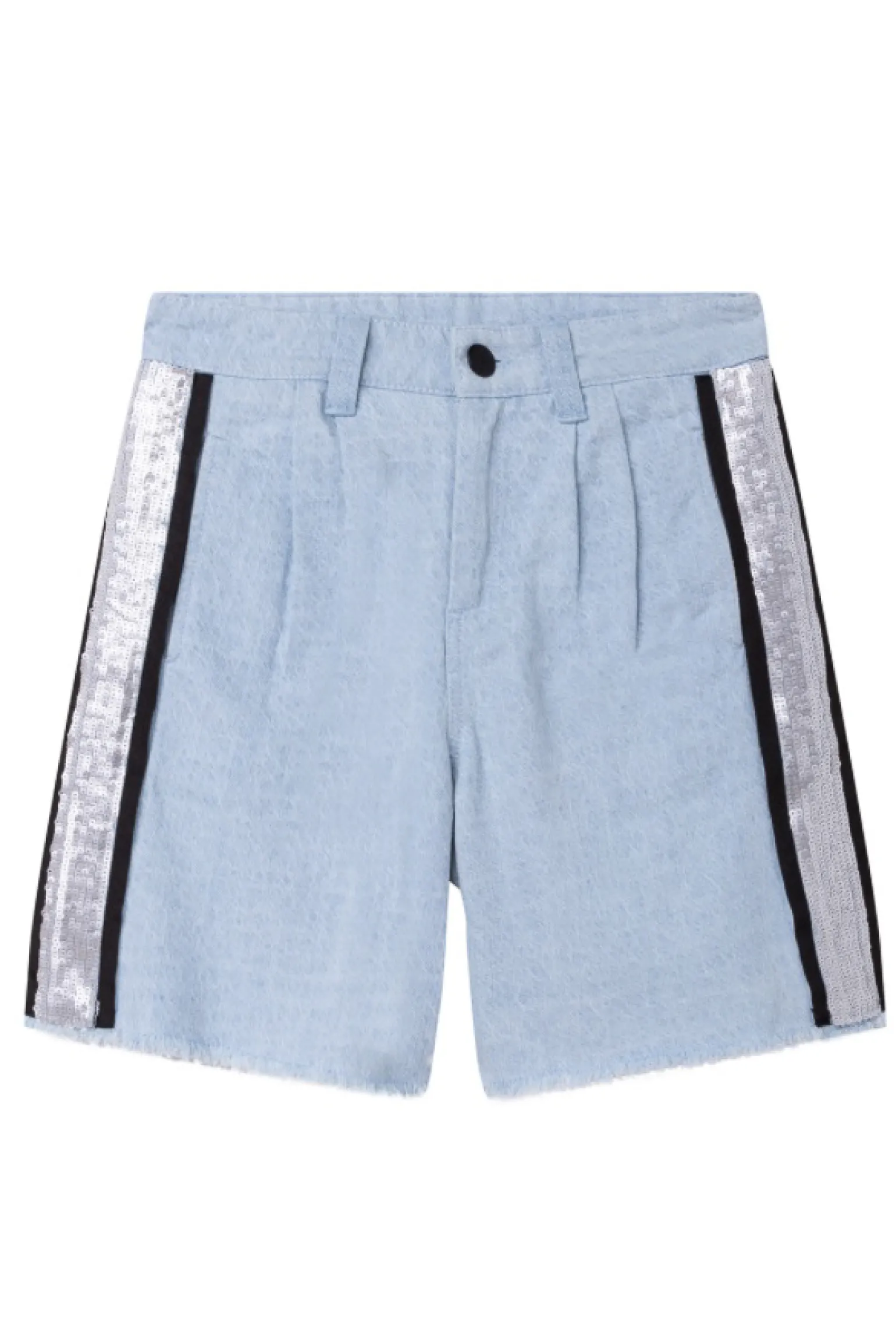 Shorts in denim con pailettes