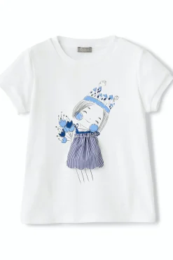 T-shirt bimba con tulipani in cotone