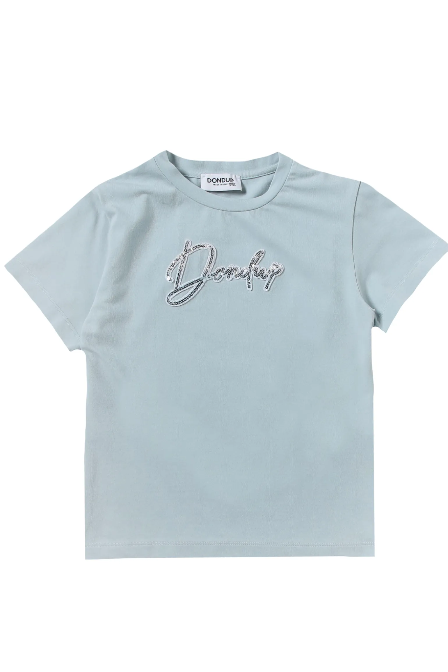T-shirt con logo in paillettes