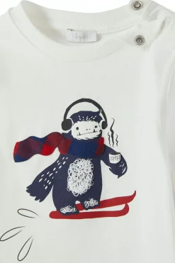 T-shirt girocollo in cotone sciatore
